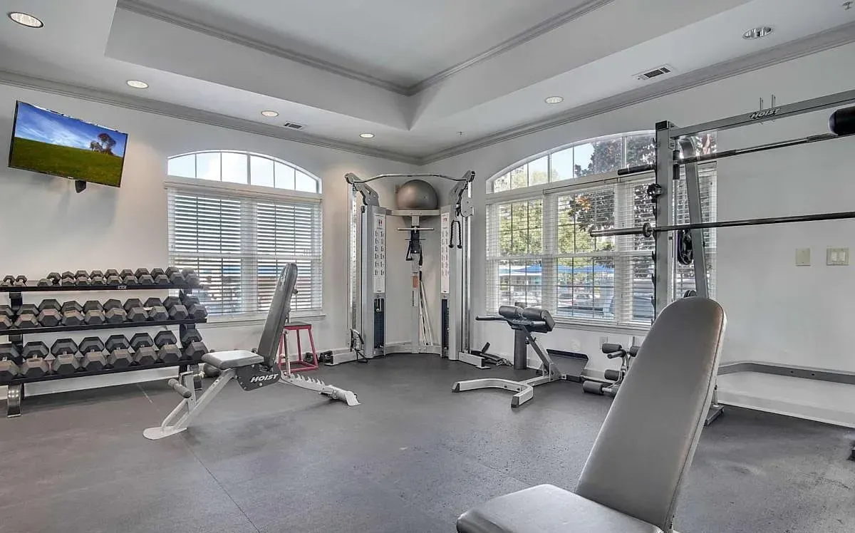 The 24/7 fitness center with free weights and strength equipment